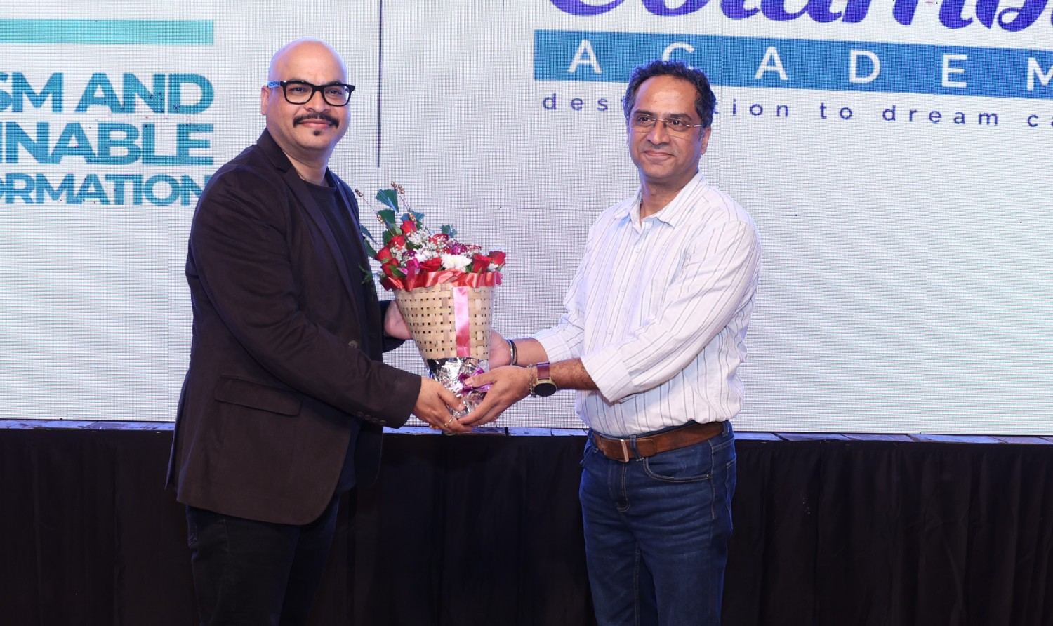Chandrashekar Tripathi receiving an award